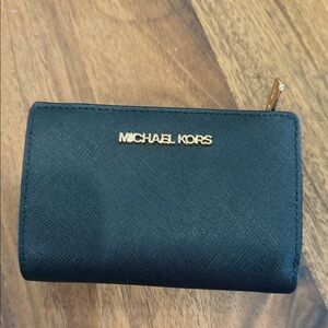 NEW Michael Kors Black Wallet with Gold Accents